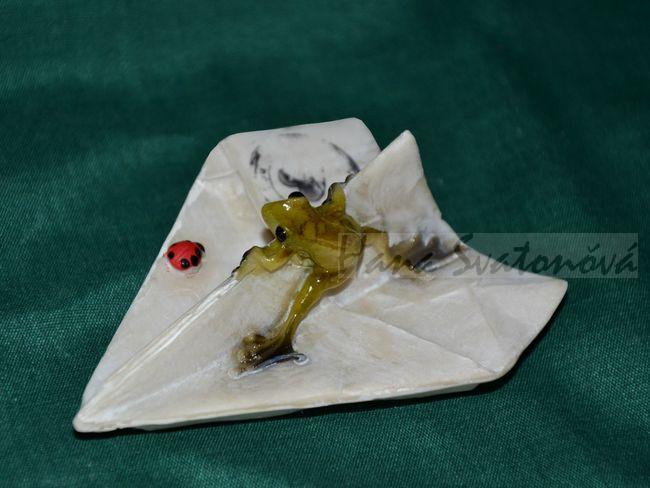 Žabka a vlaštovka z papíru - vel. 8,5cm