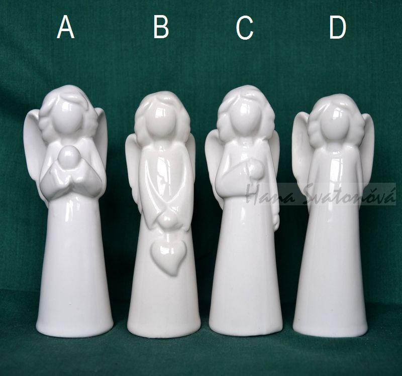 Anděl bílý modlící - výška 13cm