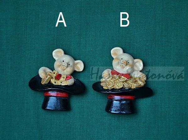 Relief Prasátko v klobouku s dolary vel 4,5cm
