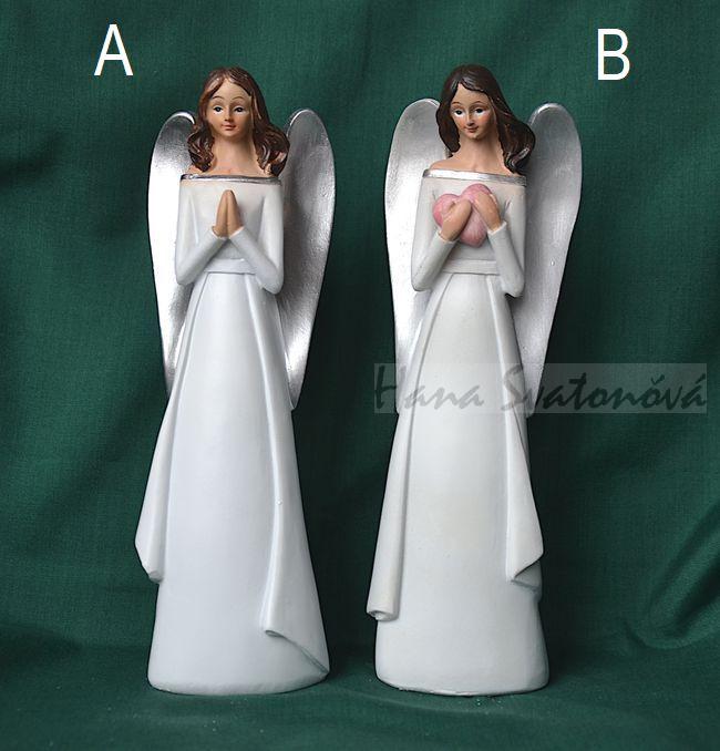 Anděl Elegant modlící - výška 21,5cm