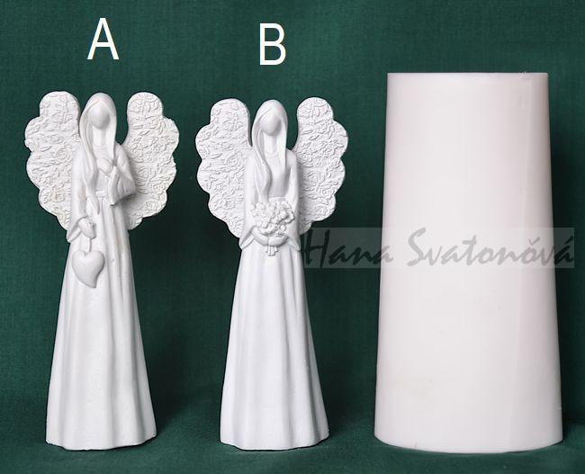 Anděl s rastrovými křídly se srdcem - výška 10,5cm