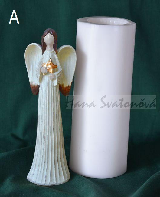 Anděl v bílém s holubicí - výška 16cm