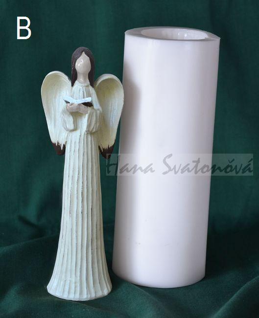 Anděl v bílém s holubicí - výška 16cm