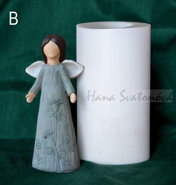 Anděl s bílými křídly modlící - výška 12cm