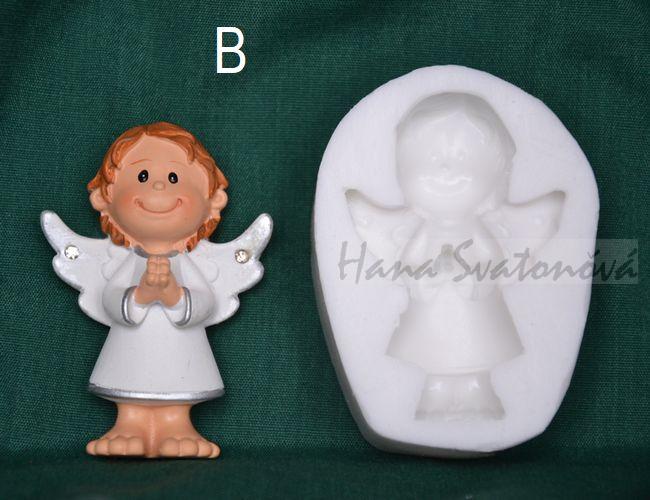 Relief Andílek stříbrný se srdíčkem, vel. 6cm