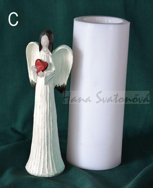 Anděl v bílém s holubicí - výška 16cm