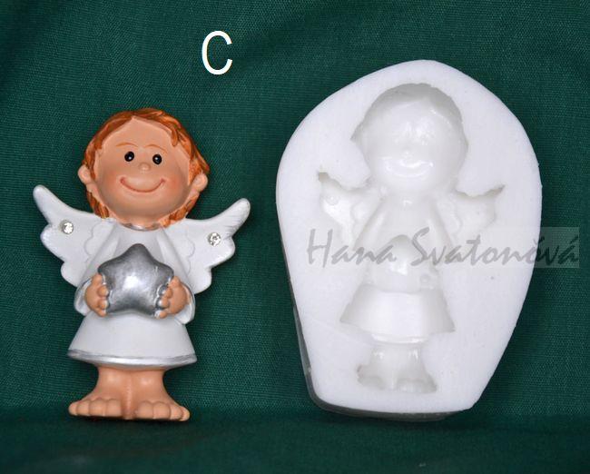 Relief Andílek stříbrný se srdíčkem, vel. 6cm