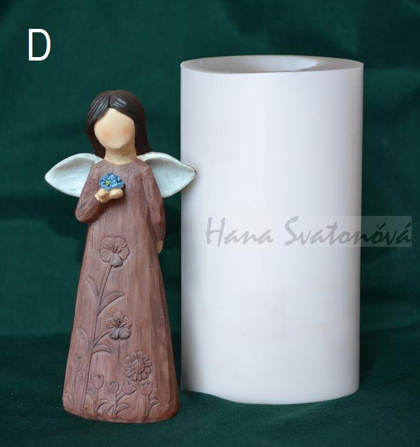 Anděl s bílými křídly modlící - výška 12cm